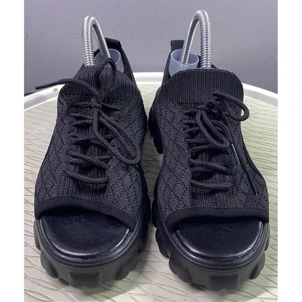 Unbranded Women's Summer Open Toe Mesh Lace-up Sneaker Sandals‎ Black NWOB SZ. 8
